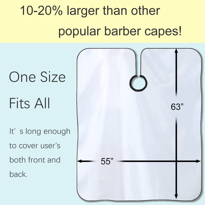 Iusmnur Barber Cape, Professional Hair Salon Cape with Adjustable Metal Clip, Shampoo Hair Cutting Cape for Barbers and Stylists - 55 x 63 inches (White) - Image 5